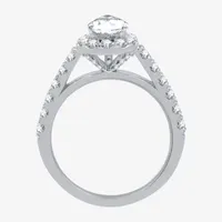 Signature By Modern Bride (H-I / I1) Womens 2 1/4 CT. T.W. Lab Grown White Diamond 10K Gold Pear Side Stone Halo Bridal Set