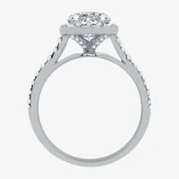 Signature By Modern Bride Womens 2 1/4 CT. T.W. Natural Diamond 14K White Gold Cushion Side Stone Halo Bridal Set