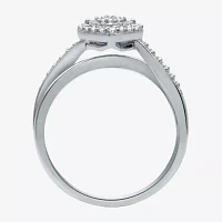 Promise My Love Womens 1/4 CT. T.W. Natural White Diamond Sterling Silver Heart Ring