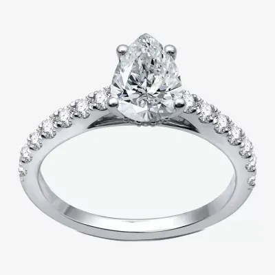 (I / Si2) Womens 2 1/2 CT. T.W. Lab Grown White Diamond 10K Gold Pear Engagement Ring