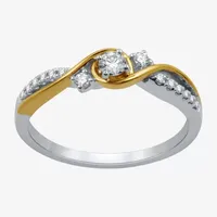 Love Lives Forever Womens 1/4 CT. T.W. Natural White Diamond 10K Two Tone Gold 3-Stone Engagement Ring