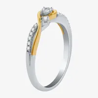 Love Lives Forever Womens 1/4 CT. T.W. Natural White Diamond 10K Two Tone Gold 3-Stone Engagement Ring