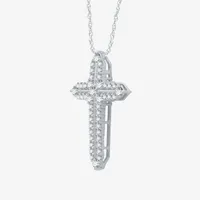 H-I / I1) Womens 1 CT. T.W. Lab Grown White Diamond Sterling Silver Cross Pendant Necklace