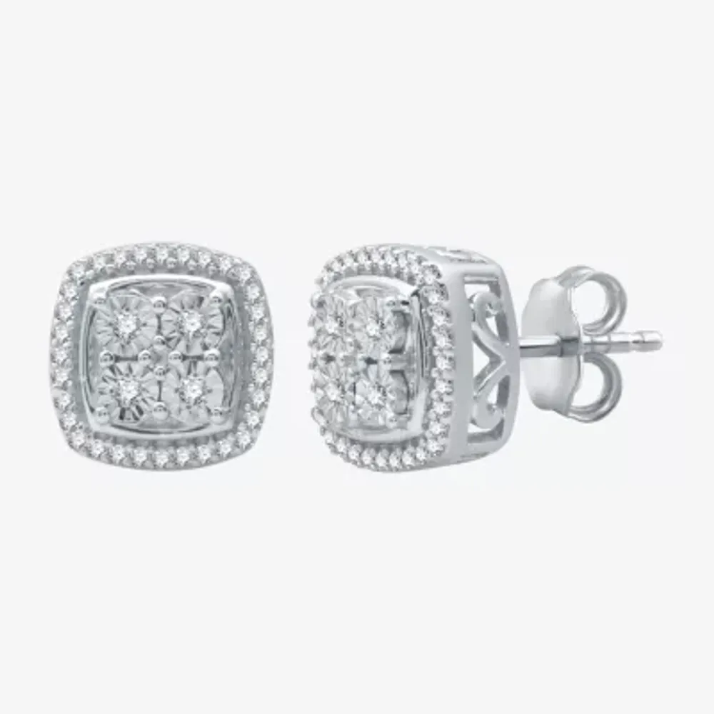 (H-I / I1) 1/4 CT. T.W. Lab Grown Diamond Sterling Silver 9.8mm Stud Earrings