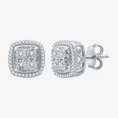(H-I / I1) 1/4 CT. T.W. Lab Grown Diamond Sterling Silver 9.8mm Stud Earrings