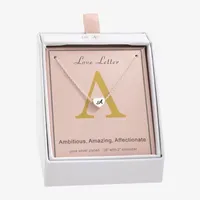 Sparkle Allure Initial Pure Silver Over Brass 16 Inch Link Heart Pendant Necklace