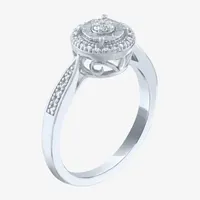 Yes, Please! Womens 1/10 CT. T.W. Natural White Diamond Sterling Silver Halo Cocktail Ring