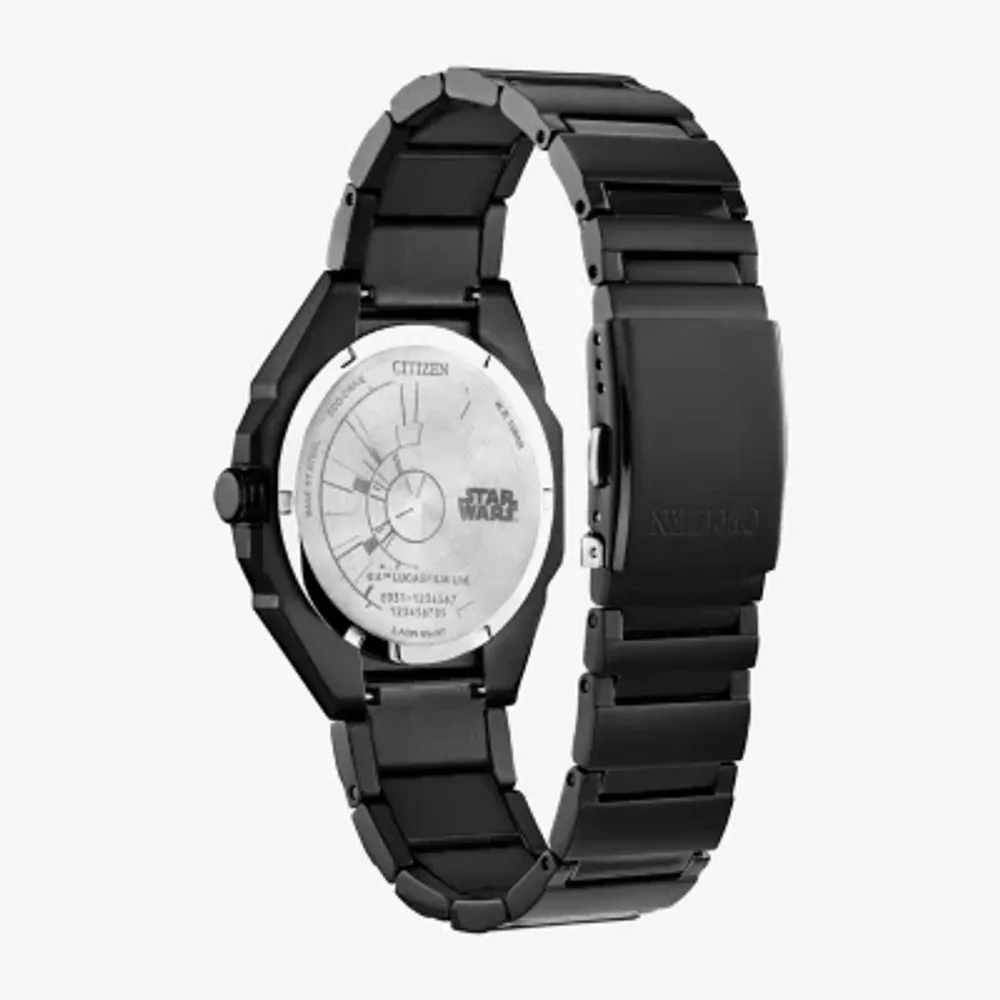 Citizen Death Star Star Wars Mens Black Stainless Steel Bracelet Watch Bj6539-50w