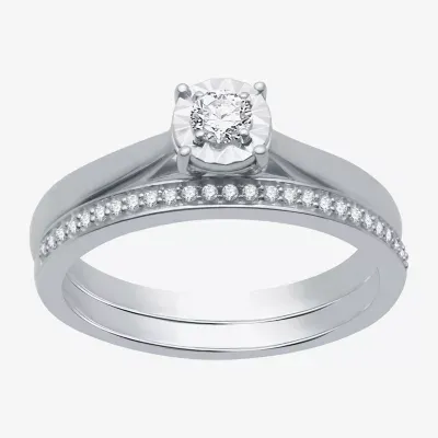 I Said Yes (H-I / I1) Womens 1/4 CT. T.W. Lab Grown White Diamond Sterling Silver Round Solitaire Bridal Set