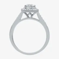 I Said Yes (H-I / I1) Womens 1/4 CT. T.W. Lab Grown White Diamond Sterling Silver Side Stone Halo Engagement Ring