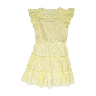 Lilt Little & Big Girls Short Sleeve Flutter Fit + Flare Dress