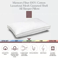 Ella Jayne Cotton Mesh Gusseted Shell Medium Density Memory Fiber Pillow, for All Sleep Positions