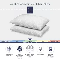 Ella Jayne Cool N' Comfort Medium Density Gel Fiber Pillow with CoolMax Technology, for All Sleep Positions, Set of 2