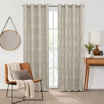 Fieldcrest Heritage Davina Intertwining Vines Grommet Top Energy Saving 100% Blackout Single Curtain Panels