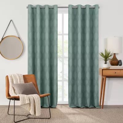 Fieldcrest Heritage Davina Intertwining Vines Grommet Top Energy Saving 100% Blackout Single Curtain Panels