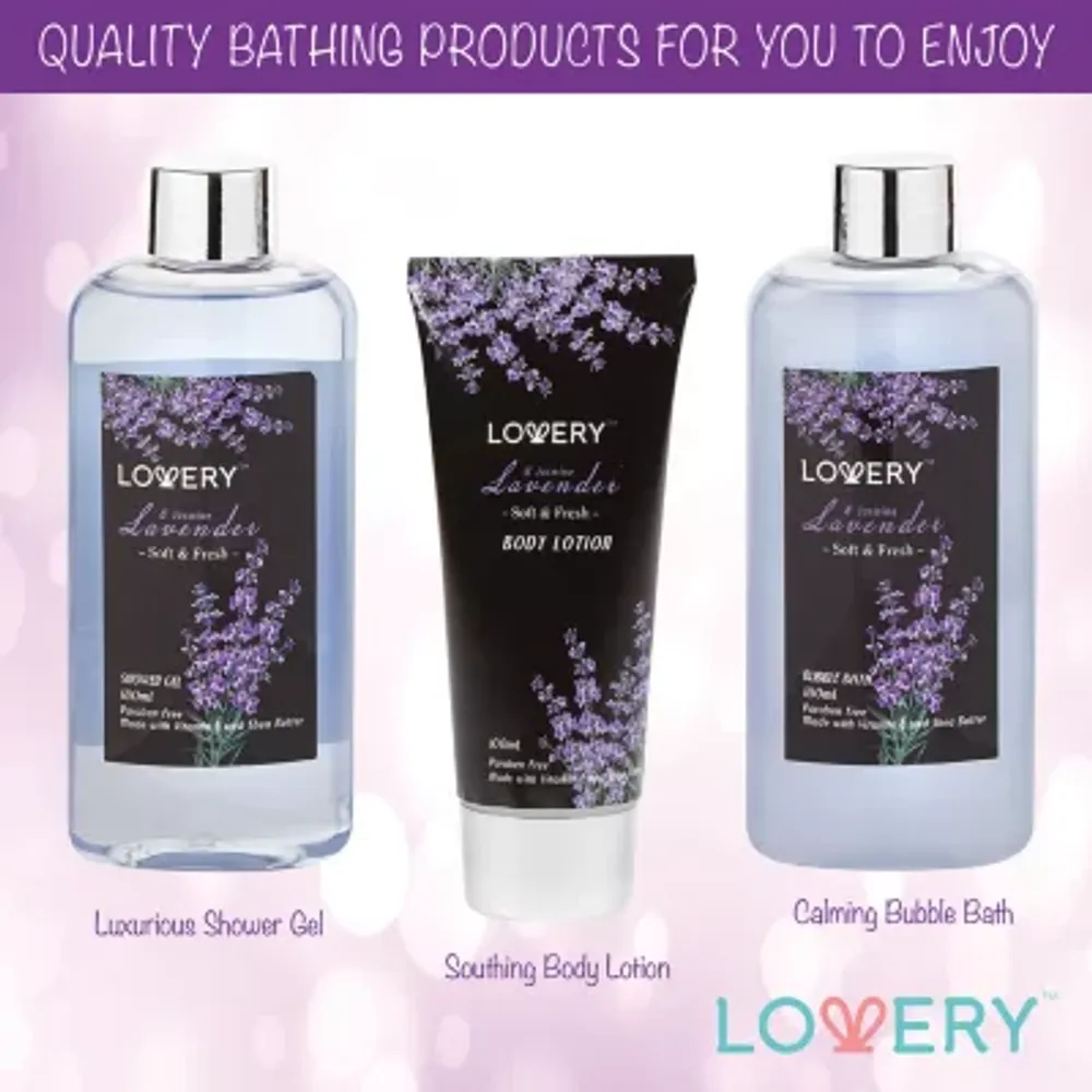 Lovery Lavender & Jasmine Spa Bath Gift Set - 9pc Relaxation Kit