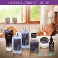 Lovery Lavender & Jasmine Spa Bath Gift Set - 9pc Relaxation Kit