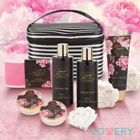 Lovery Fresh Peony Spa Gift Basket - 10pc Self Care Cosmetic Bag