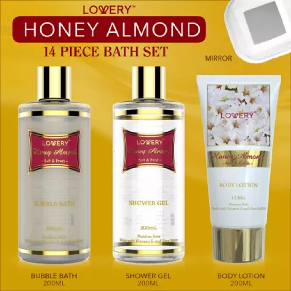 Lovery Honey Almond Home Bath Gift Set - 14pc Spa Kit