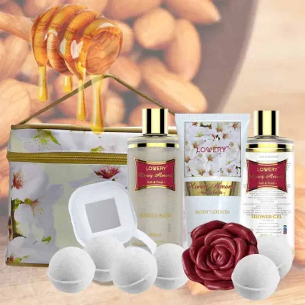 Lovery Honey Almond Home Bath Gift Set - 14pc Spa Kit