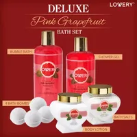 Lovery Pink Grapefruit Home Bath And Makeup Kit - 18pc Train Case Gift Set