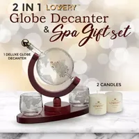 Lovery Whiskey Globe Decanter - 15pc Home Bath Gift Set