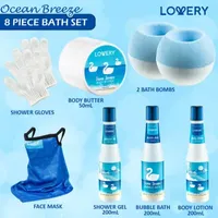Lovery Ocean Breeze Spa Gift Basket - 8pc Bath And Body Kit