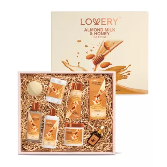 Lovery Almond Milk & Honey Home Spa Gift Set - 9pc Bath And Body Kit