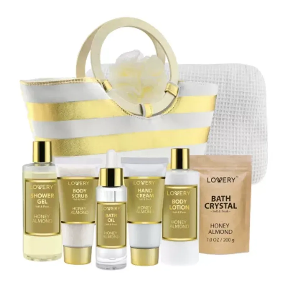 Lovery Honey Almond Home Bath Gift Set - 8pc Spa Gift Bag