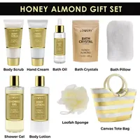 Lovery Honey Almond Home Bath Gift Set - 8pc Spa Gift Bag