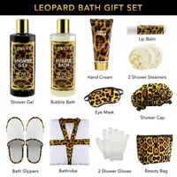 Lovery Luxe Leopard Honey Almond Bath Gift Box - 17pc Home Spa Kit