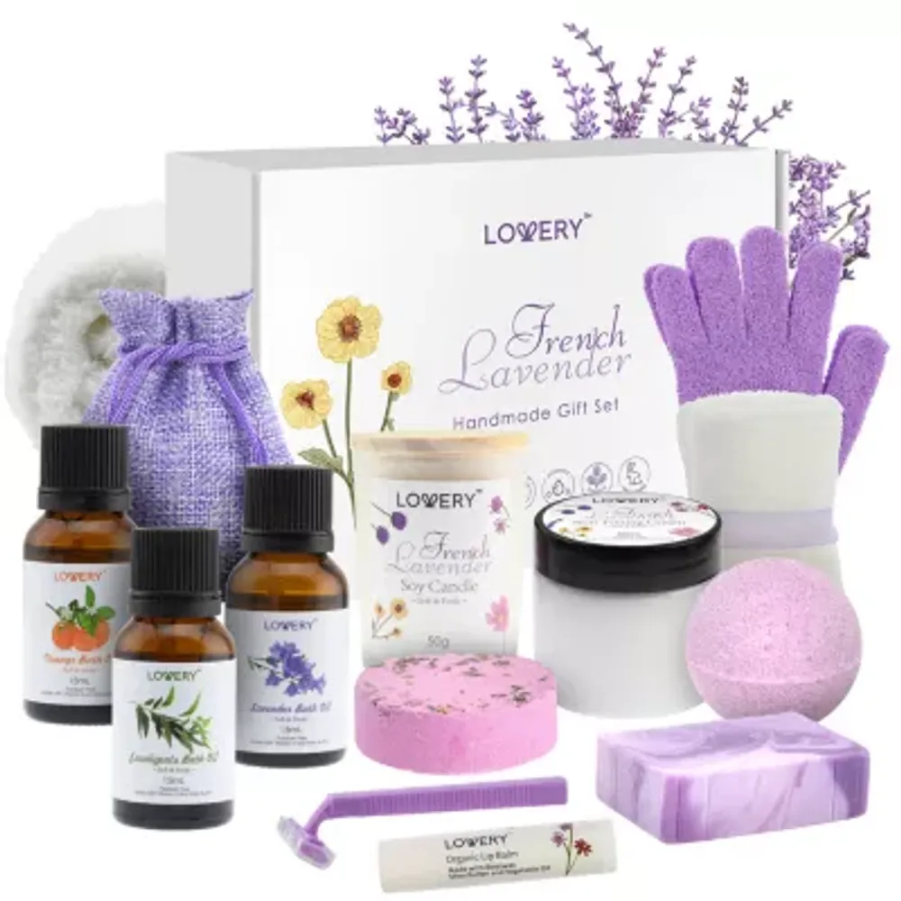 Lovery French Lavender Relaxation Gift - 14pc Home Bath And Spa Kit