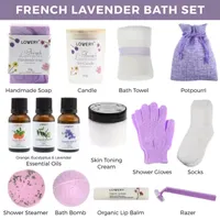 Lovery French Lavender Relaxation Gift - 14pc Home Bath And Spa Kit