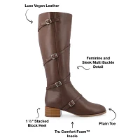 Journee Collection Womens Elettra Stacked Heel Dress Boots