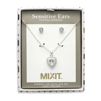 Mixit Hypoallergenic Silver Tone 2-pc. Cubic Zirconia Heart Jewelry Set