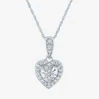 Yes, Please! Womens 1/10 CT. T.W. Natural White Diamond Sterling Silver Heart Pendant Necklace