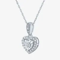 Yes, Please! Womens 1/10 CT. T.W. Natural White Diamond Sterling Silver Heart Pendant Necklace