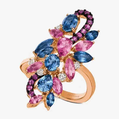 Le Vian Grand Sample Sale® Ring featuring 2 cts. Cornflower Sapphire™ 1 1/2 cts. Bubble Gum Pink Sapphire™ 1/6 cts. Vanilla Diamonds® set in 14K Strawberry Gold®