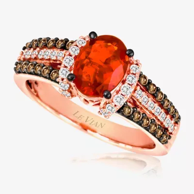 Le Vian® Grand Sample Sale™ Ring featuring 5/8 CT. Neon Tangerine Fire Opal® 1/4 CT. Vanilla Diamonds® 1/4 CT. Chocolate Diamonds® set in 14K Strawberry Gold®