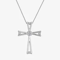 Womens Diamond Accent 10K White Gold Pendant Necklace