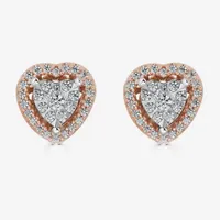 1/4 CT. T.W. Natural White Diamond 10K Rose Gold 8.1mm Heart Stud Earrings