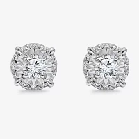 1 CT. T.W. Natural White Diamond 10K White Gold 6.8mm Round Stud Earrings