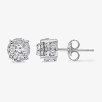 1 CT. T.W. Natural White Diamond 10K White Gold 6.8mm Round Stud Earrings