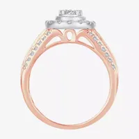 Womens 1 CT. T.W. Natural White Diamond 10K Rose Gold Oval Halo Engagement Ring