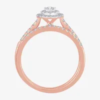 Womens 1/ CT.T.W. Natural Diamond 10K or 14K Rose Gold Pear Halo Bridal Set