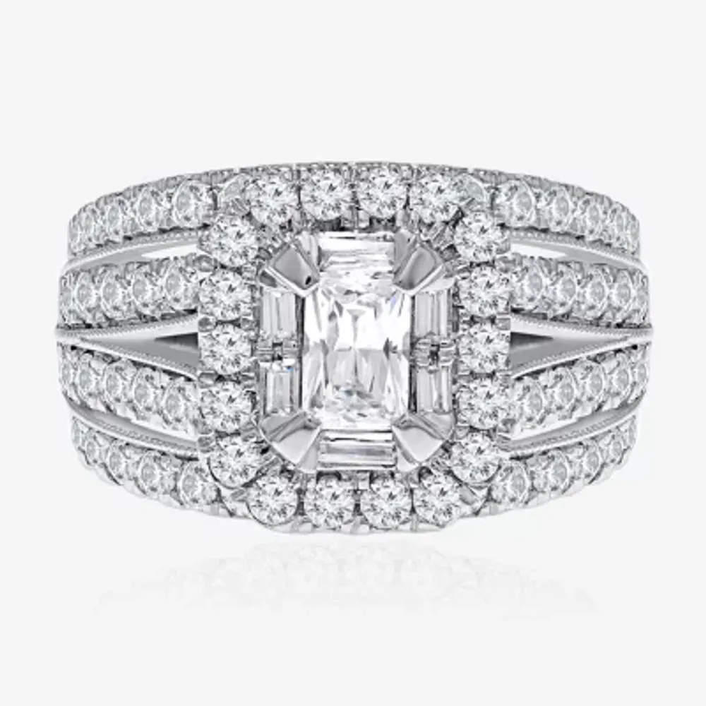 4 CT. T.W. Diamond Pear Shape Side Stone Halo Engagement Ring in 10K or 14K  White Gold - JCPenney