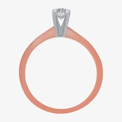 Classic Collection Womens 1/4 CT. T.W. Mined White Diamond 10K Rose Gold Round Solitaire Engagement Ring