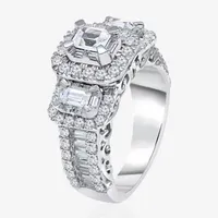 Womens 2 CT. T.W. Mined White Diamond 14K White Gold Side Stone 3-Stone Engagement Ring