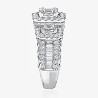 Womens 2 CT. T.W. Mined White Diamond 14K White Gold Side Stone 3-Stone Engagement Ring