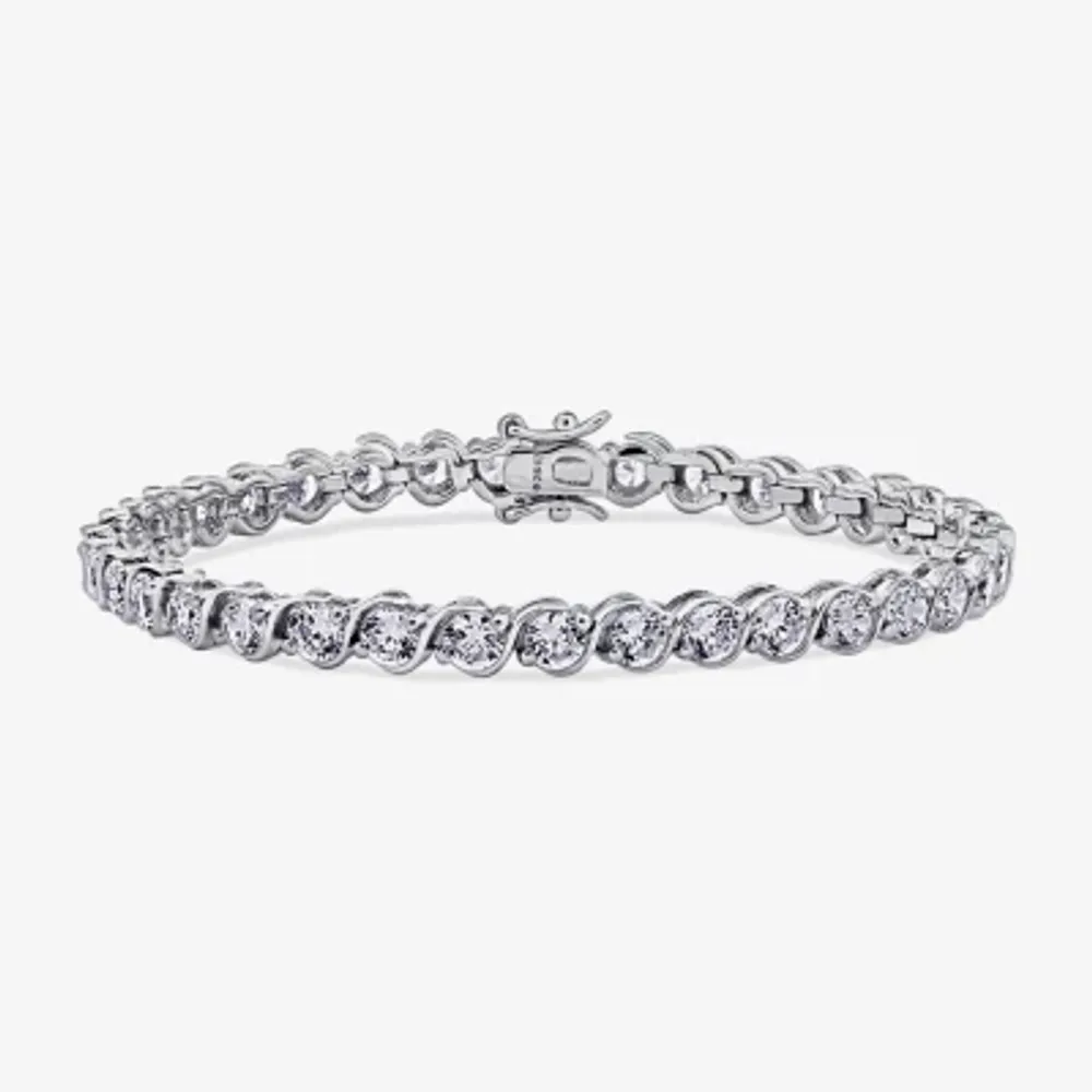 DiamonArt® White Cubic Zirconia Sterling Silver 8 Inch Tennis Bracelet